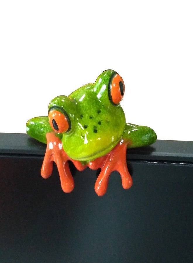 WEALTHCOMING 3D Creative Green Frog Figurines, Funny & Cute Frog Statue Gifts for Friends (Computer Decorations 2pcs) - Image 3